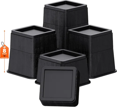 Vista 11 de MYMULIKE Elevadores de cama de 2 pulgadas, de gran tamaño se ajustan a patas de 5.5 pulgadas, resistente 6000 libras, bloques elevadores de cama