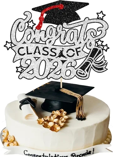 Vista 46 de Gyufise 1 paquete de decoración de pastel de graduación 2025 con purpurina de felicitaciones clase de 2025, decoración de pastel de diploma 2025