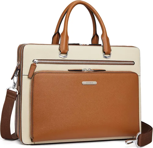 Vista 9 de BOSTANTEN Maletines para Hombre Bolsa de Mensajero de Cuero Genuino para Laptop de 15.6 Pulgadas, Maletín de Oficina, Trabajo, para Negocios, Viaje