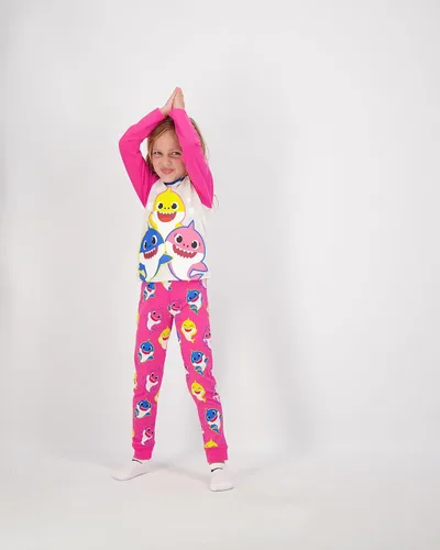 Vista 9 de Nickelodeon Baby Shark - Conjunto de camisa de manga larga y pantalones deportivos para bebés, niños pequeños y niños pequeños, color rosagris