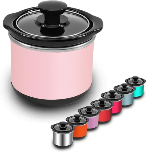 Vista 13 de Mini olla de cocción lenta, capacidad de 0.65 cuartos de galón, olla pequeña de cocción lenta, olla de cerámica, reducción de pérdida de nutrientes