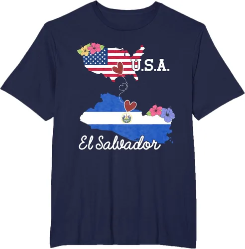 Vista 11 de Camiseta con la bandera salvadoreña de El Salvador de Estados Unidos para mujeres y hombres