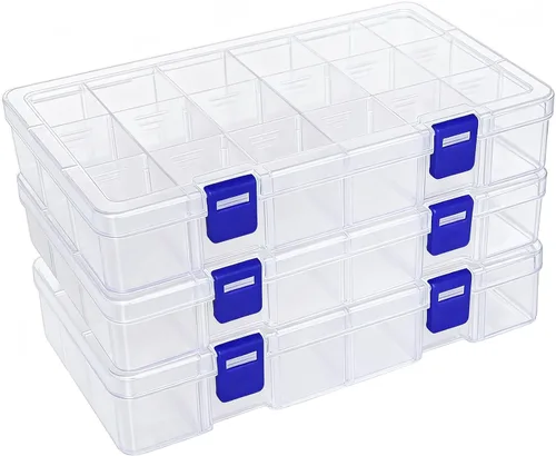Vista 12 de DUOFIRE Caja organizadora de plástico con contenedor de almacenamiento, divisor ajustable, compartimento de cuadrícula extraíble para cuentas