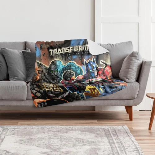 Vista 6 de Transformers: Rise of The Beasts - Manta de 50 x 60 pulgadas Optimus Primal Primal Mural Silky Touch Sherpa Back Super Soft