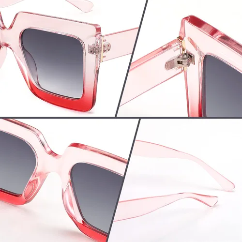 Vista 4 de FEISEDY Gafas de sol cuadradas de gran tamaño para mujer, de lujo, grandes, protección UV400, B2380