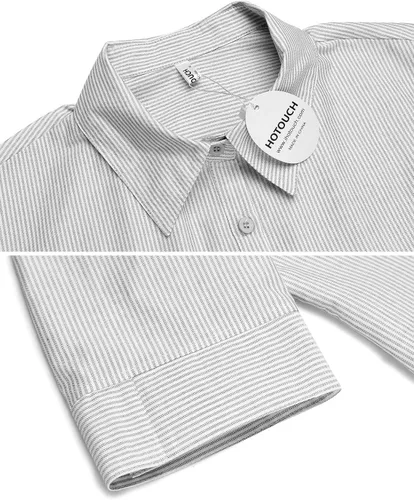 Vista 4 de Camisa de algodón ceñida Hotouch para mujer manga 34 con botones