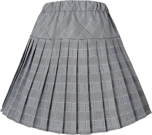 Vista 2 de Falda plisada a cuadros con cintura elástica para mujer, minifalda de uniforme escolar