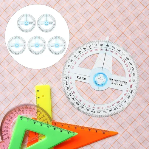 Vista 7 de iplusmile Transportador de 360 grados, paquete de 15, regla redonda de plástico con transportadores circulares de brazo oscilante para herramientas