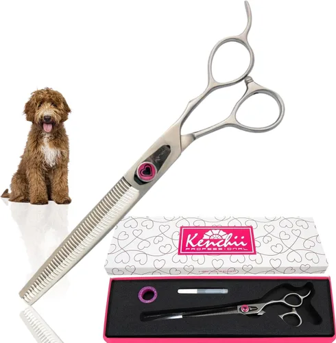 Vista 9 de Kenchii Tijeras de aseo para perros Love de 7 pulgadas rectas