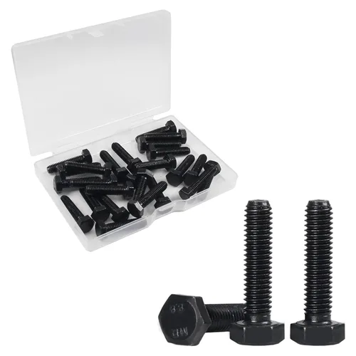 Vista 22 de Tornillos hexagonales M6, pernos de cabeza hexagonal M6-1.0 x 16mm, acero al carbono Grado 8.8, acabado de óxido negro, rosca completa, pernos