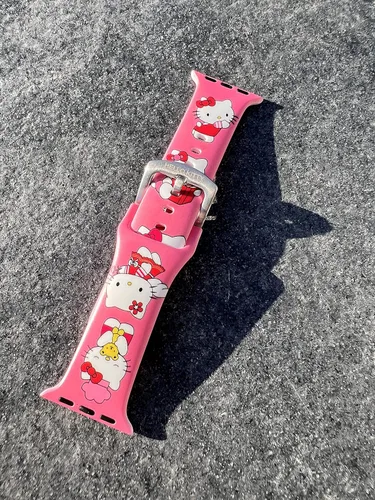 Vista 5 de Correa de silicona para Apple Watch de Hello Kitty para 38/40/1.614 in para Series 7/6/5/4/3/2/1/SE