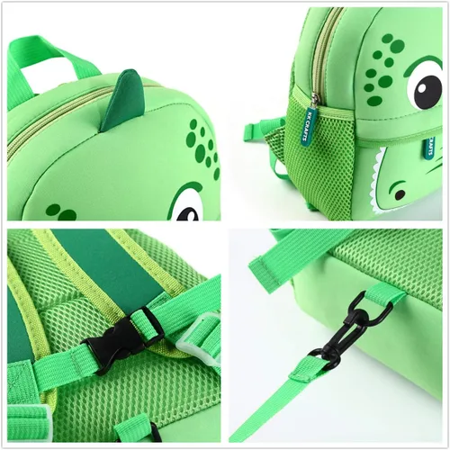 Vista 4 de Mochila impermeable para niños de 2 a 5 años, para el jardín de niños, mochila 3D de lindos dibujos animados, de neopreno, mochila de animales