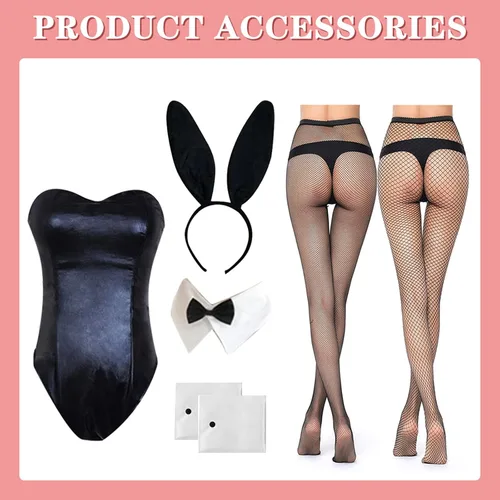 Vista 2 de Amycute Traje de conejo para mujer disfraz de anime para cosplay conjunto de calcetines