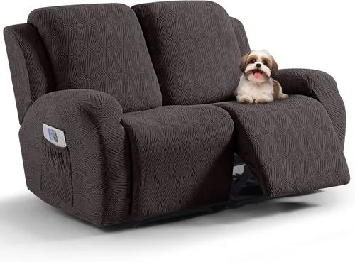 Vista 14 de VANSOFY Fundas para sillas reclinables, 4 piezas, elásticas, de tela jacquard, suave funda para silla reclinable, protector de muebles con parte