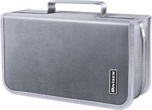 Vista 8 de Carpeta de almacenamiento portátil para CD/DVD con asa, capacidad Soporte de almacenamiento multimedia, cartera de CD y folleto de discos