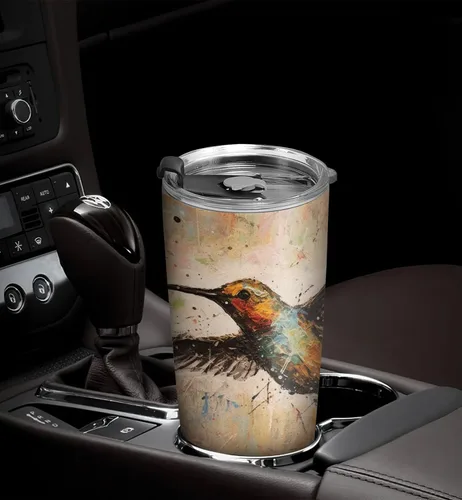 Vista 5 de Regalos de colibrí de 20 onzas para los amantes del colibrí, regalos de café para los amantes del café, fresco, divertido, lindo vaso de café