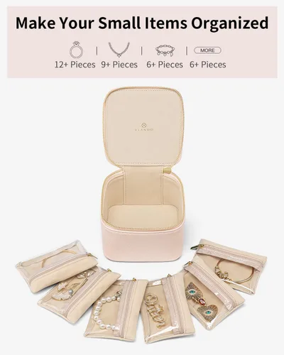 Vista 7 de Vlando Regalos para profesores, joyero con 6 bolsas de terciopelo para joyas, almacenamiento de joyas de viaje para mujeres y niñas, organizador