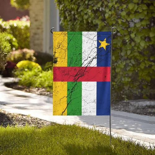 Vista 2 de Flag Of The Central African Republic Texture Effect Garden Flag 28"x40" Inch Double Sided Garden Flags Home Lawn Outdoor Decor Flags Party Banner