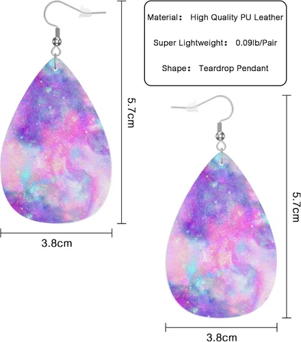 Vista 2 de Vosach Pendientes de cuero sintético de moda geométrica folclórica nativa étnica folclórica azteca, aretes de lágrima de boda para mujeres y niñas
