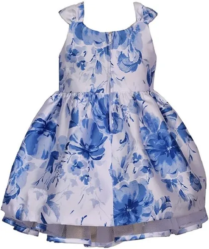 Vista 3 de Bonnie Jean Vestido Mikado de Toile floral azul blanco para niñas 3M-4T