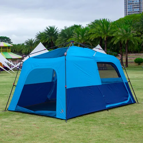 Vista 4 de KTT Extra Large Tent 8-10-12-14 Person(A),Family Cabin Tents,2 Rooms,3 Doors and 3 Windows with Mesh,Straight Wall,Waterproof,Double Layer,Big Tent