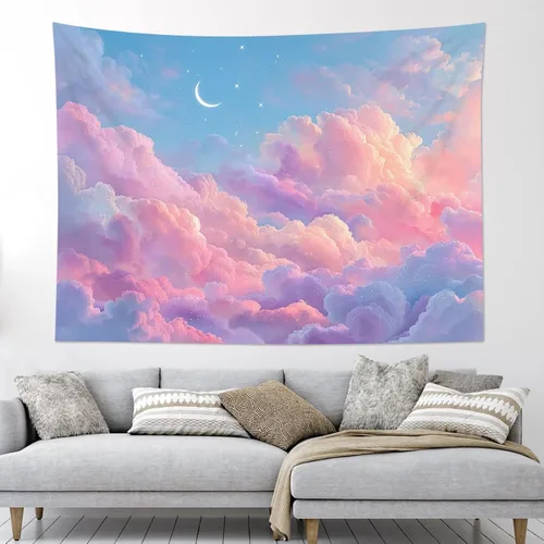 Vista 6 de HVEST Tapiz de lobo, tapiz de bosque psicodélico, tapiz para colgar en la pared, tapices de luna, animales salvajes, decoración de habitación, manta