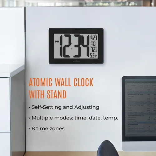 Vista 2 de Marathon CL030068 - Reloj de pared panorámico con soporte de mesa