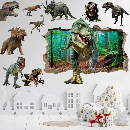 Vista 3 de Pegatinas de pared de dinosaurios grandes 3D Transparente