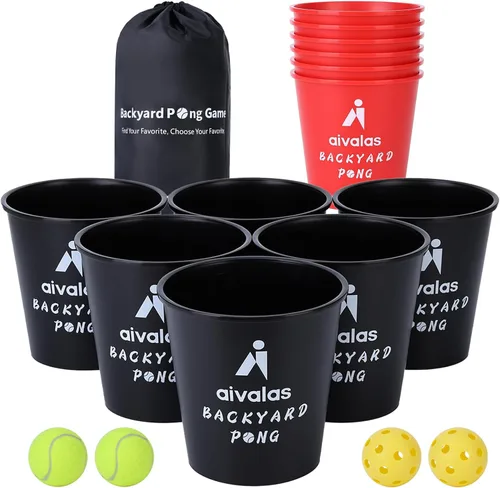 Vista 13 de Aivalas Yard Pong Outdoor Games, Giant Yard Games Set with 12 Buckets and Balls for Adults and Family, Toss Game Throwing Games for Beach, Camping
