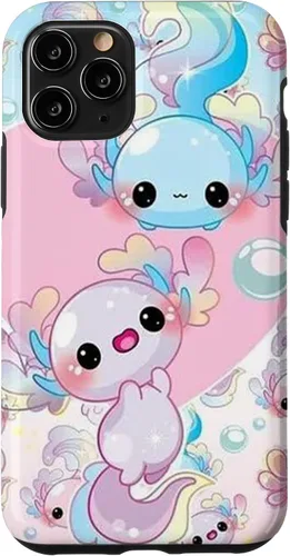 Vista 29 de Linda funda Kawaii Axolotl azul y rosa para iPhone 17