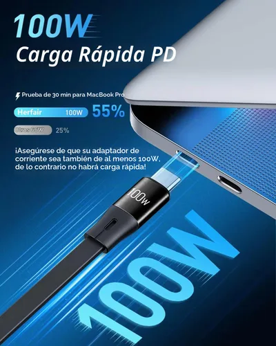 Vista 2 de Cable de carga retráctil USB a cable de carga rápida tipo C múltiple de 5A