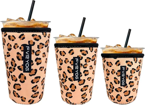 Vista 120 de Fundas de neopreno reutilizables aisladas para café helado, fundas para tazas de café helado, fundas para bebidas heladas y calientes
