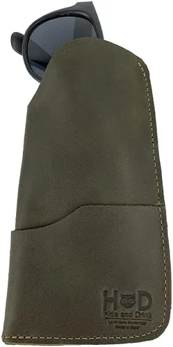 Vista 3 de Hide & Drink, Funda rústica para lentes de sol y cartera hecha a mano de cuero de grano completo