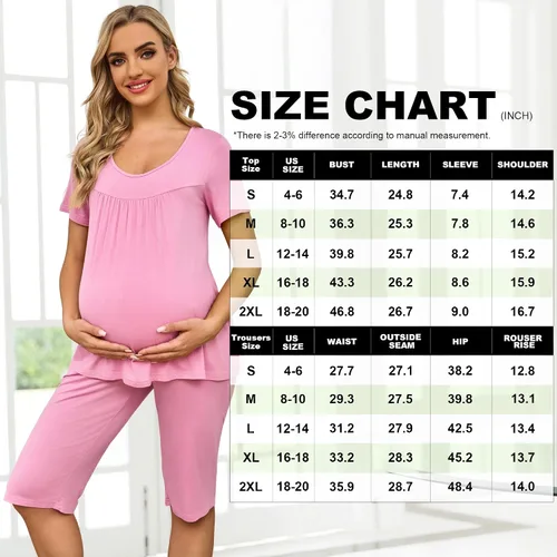 Vista 3 de Xpenyo Conjunto de pijama de maternidad para mujer, conjunto de 2 piezas con bolsillos