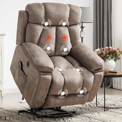 Vista 11 de CANMOV Power Lift - Silla reclinable para personas mayores con masaje por vibración y calefacción lumbar, silla elevadora eléctrica con bolsillo