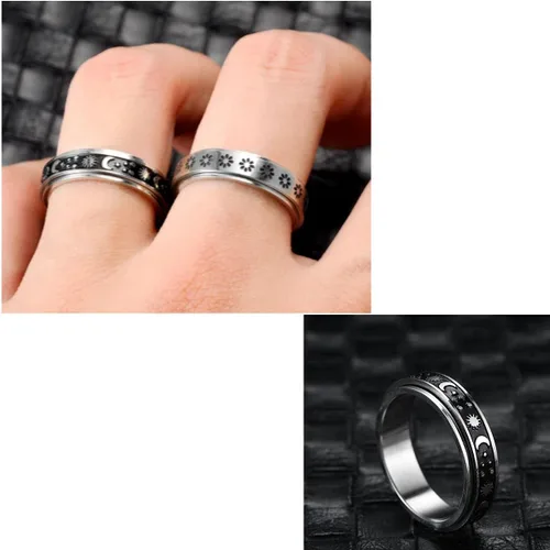 Vista 7 de yfstyle 4 anillos de banda lisa para hombres, anillos de acero inoxidable para hombres, anillos de boda geniales para hombres, anillos giratorios