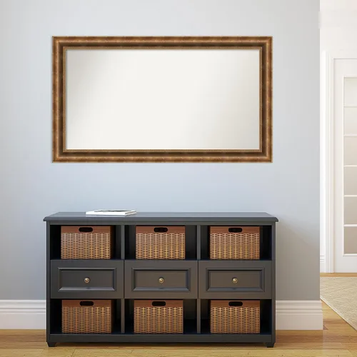 Vista 110 de Amanti Art Espejo de pared personalizado no biselado (25 x 25 pulgadas), marco de bronce acentuado, varios tamaños personalizados, espejo de baño