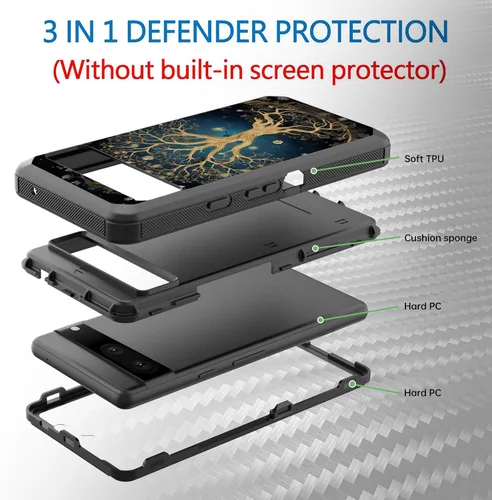 Vista 2 de Funda para Pixel 7a, a prueba de golpes, 3 capas, protección de cuerpo completo, resistente, de alto impacto, para Google Pixel 7a de 6.1 pulgadas