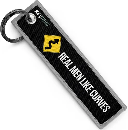 Vista 6 de KEYTAILS Llaveros, Etiqueta de Llave de Calidad Premium para Motocicleta, Automóvil, Scooter, ATV, UTV [A Los Hombres Reales Les Gustan Las Curvas]