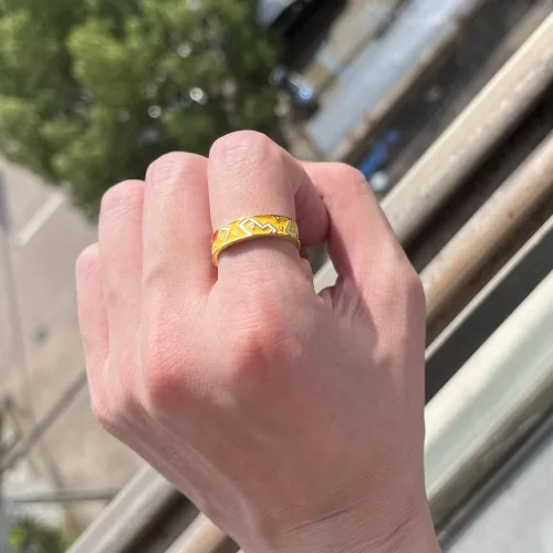 Vista 2 de ZHUOXING Demon Slayer Ring - Tanjirou Cosplay Anime Adjustable Open Rings kimetsu no yaiba manga Jewelry For Women Girl