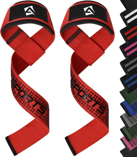 Vista 12 de AQF Weight Lifting Straps, Padded Cotton Gym Wrist Straps for Deadlifts