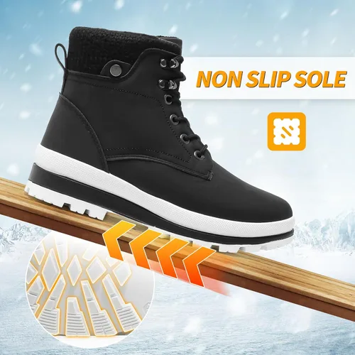 Vista 5 de kufeiti Botines de moda para mujer, botas de invierno con forro de piel, botas de nieve con cremallera para mujer