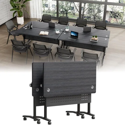 Vista 43 de Folding Conference Table with Wheels, Modular Foldable Conference Room Training Tables for Training Rooms, Flip Top Mobile Rolling Meeting Seminar