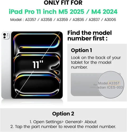 Vista 2 de SEYMAC para iPad Pro de 11 pulgadas Funda M5 2025/M4 2024, Funda Protectora Resistente a Prueba de Golpes con Protector de Pantalla, Soporte