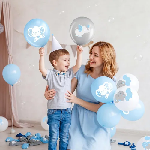 Vista 7 de Aoriher 45 globos de elefante de 12 pulgadas, globo de elefante para baby shower, para bebés, niños y niñas, revelación de género, suministros