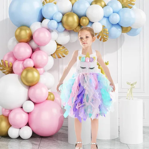 Vista 6 de Vestido tutú para niñas con capas de organza y sauces, traje de cumpleaños, vestido de fiesta de tul con lentejuelas para Pascua, cumpleaños