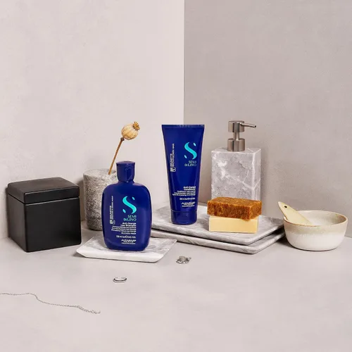 Vista 9 de ALFAPARF MILANO Semi di Lino - Champú azul para cabello moreno, castaño, castaño y oscuro, champú anti naranja, sin sulfato, elimina el latón