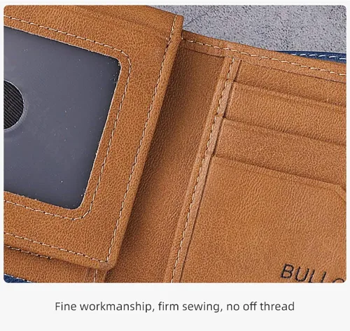 Vista 7 de LUKZIJAES Billetera de cuero genuino para hombre, con bloqueo RFID, delgada, plegable, bolsillo frontal, #3-Café, Vintage