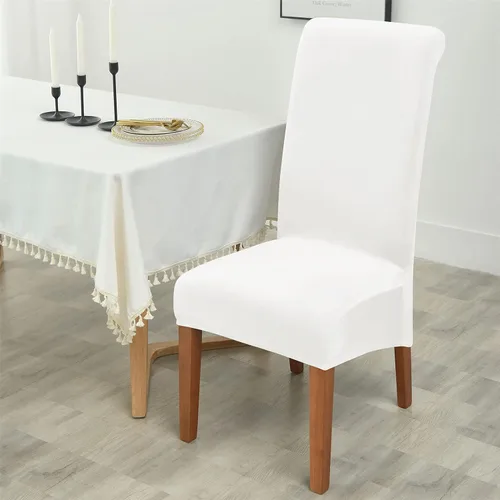Vista 2 de Fundas elásticas para sillas de comedor de terciopelo, fundas para sillas de tamaño grande, con respaldo alto, fundas protectoras de asiento