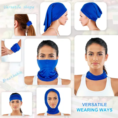 Vista 5 de Paquete de 4 cubrebocas con polaina para el cuello: pasamontañas, bandana y máscara de cocodrilo, diadema, bufanda, máscaras para hombres y mujeres